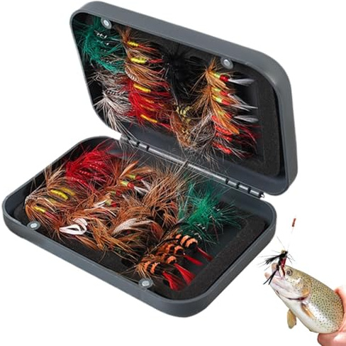 Flugfiske Blandade Flugor, 40/60 St, Inklusive Torrflugor, Våta Flugor, Nymfer, Streamers, Markdjur, Iglar Och Mer, Med Magnetisk Flugask För Öringbas Sötvattensfiske