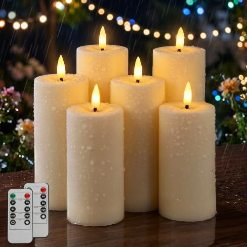 Dehobo Bougie LED Extérieur IP65 Étanche(13,5/15/18cm x 5,5cm, Lot De 6)