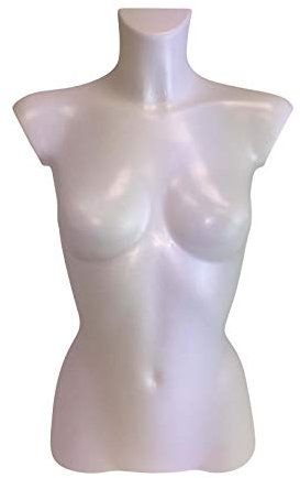 fella4stores Basic Damentorso 34/36, vollgeformt & bruchsicher, Modepuppe, Schaufensterfigur & Mannequin aus PE Kunststoff, selbststehend, ideal für Kleiderpräsentation & Dekoration, Weiß