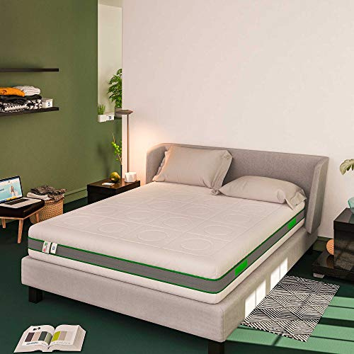 Baldiflex Emporio Materasso Matrimoniale Molle Insacchettate e Memory, Green Spring Plus 800 Molle + 5 cm Memory, 7 Zone Differenziate, 170x200 cm