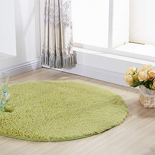 Insun Einfarbig Shaggy Teppich Hochflor Langflor Runden Teppiche Modern für Wohnzimmer Schlafzimmer Grün 60cm Durchmesser