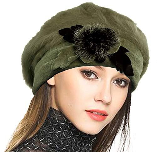 Donna Lana Berretto Angola Beanie Skull Cappelli Baschi e Berretti (Verde)