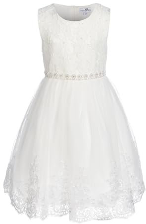 Happy Girls Mädchen Festliches mit Spitzenoberteil Kleid f r besondere Anl sse, Ecru, 128 EU