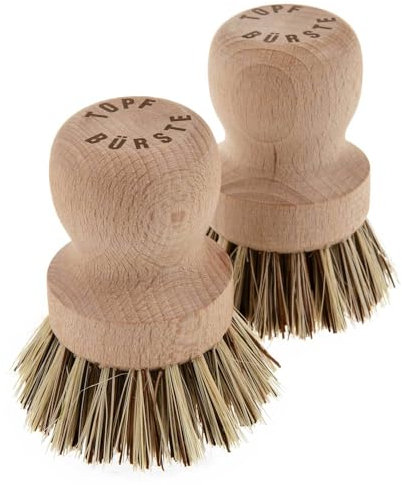 SIDCO Topfbürste 2 x Pfannenbürste Holz Spülbürste Holzbürste Topfreiniger Küchenbürste