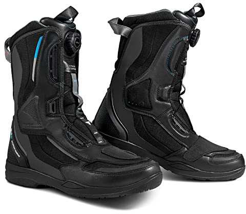 SHIMA STRATO Motorradstiefel Herren und Damen - Motorrad Wasserdicht Stiefel Tourenstiefel Schuhe Männer Leder Schwarz (Damen, Wasserdicht, 40)