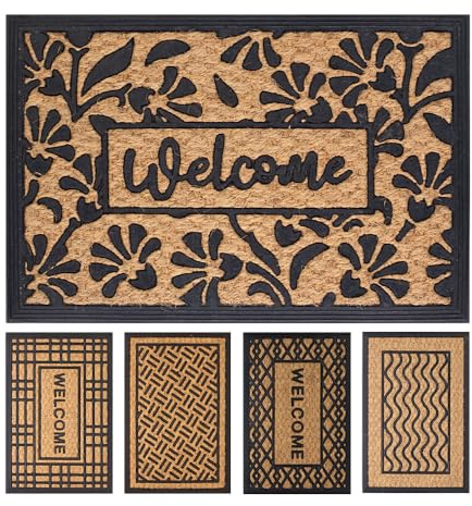 OLIVO.shop | PROMO - Zerbino in cocco naturale e gomma, zerbino ingresso casa rettangolare 40x60 cm (DISEGNO 4)