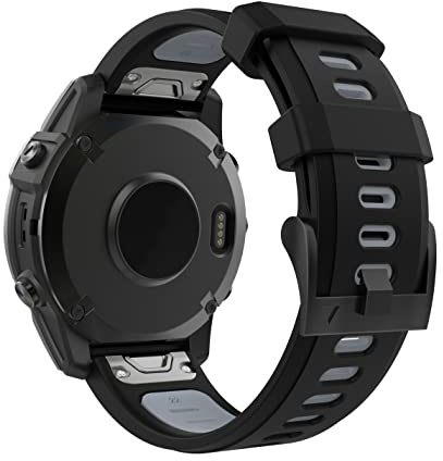 MoKo Armband Kompatibel mit Garmin Fenix 7/7 Pro/6/6 Pro/5/5 Plus/Forerunner 965/955/945/Instinct Solar/Instinct 2, Quick Fit 22mm Weiches Silikon Ersatzarmband Uhrenarmband, Schwarz/Grau