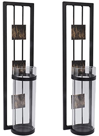BestAlice Lot de 2 Appliques Murales en Métal, Bougeoirs à Suspendre, Bougeoirs Muraux Rétro pour la Maison, les Mariages, les événements, la Décoration(Carré)