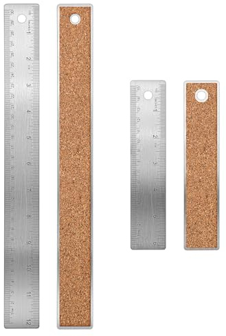 Règles Liège 2 pièces régler Acier Inoxydable métal 15 cm 30 cm Règles Métal Antidérapantes Avec Pouces Et Centimètres