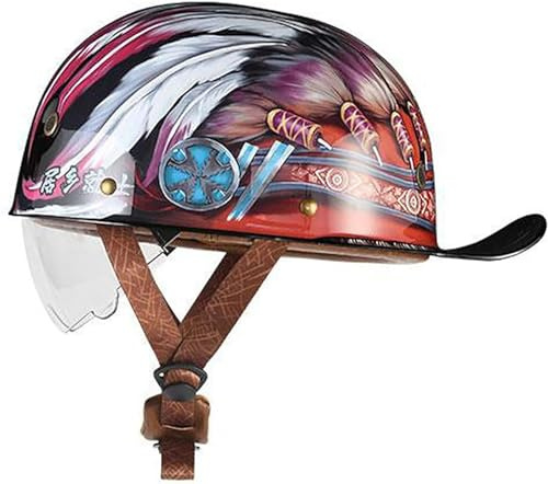 YMKJGZS Vintage Motorcycle Half Helmet Fashion Baseball Cap Half Shell Helmet,DOT Approved Cruiser Chopper Scooter Helmet for Men Motorcycle Half Helmet Women Moped Helmet (6,L)
