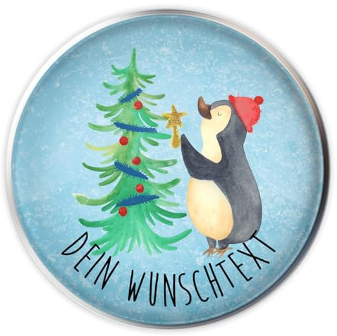 Mr. & Mrs. Panda Personalisierter Waschbecken Stöpsel Pinguin Weihnachtsbaum - Personalisierte Geschenke, Heiligabend, Personalisierung,