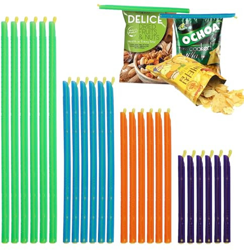 24 stück Dauerhaft Bag Sealer Sticks，4 Größen Magic Bag Sealing Sticks，Clips für Tüten，Verschlussklammern für Beutel，Bag Tasche Sealer Sticks，Klammern Tüten Clips Wiederverwendbar, tütenhüter