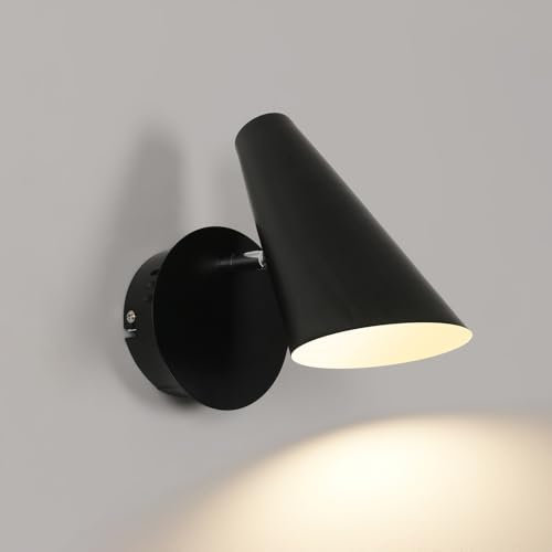 Comely Wandleuchte Innen Schwenkbar, Vintage Wandlampe Industrial Design, E27 Fassung, Retro Wandspot aus Metall, Schwarz Wandbeleuchtung für Schlafzimmer Wohnzimmer Bett Treppen Flur