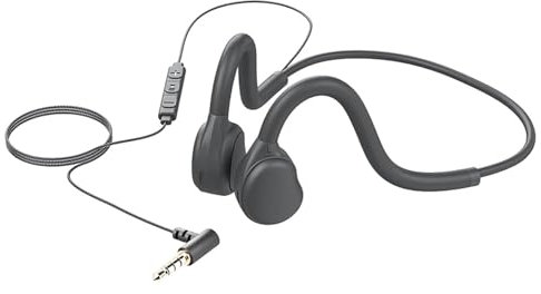 fesoklaf Casque de sport à oreilles ouvertes, tour de cou filaire avec micro 3,5 mm, connecteur de type C, contrôle en ligne, casque stéréo pour bureau, cyclisme, jogging, gym, entraînement (3,5 mm)