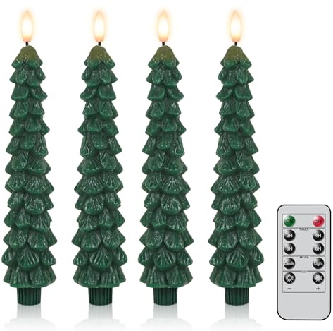 Wondise Christmas Tree Flameless Candles with Remote and Timer Real Wax
