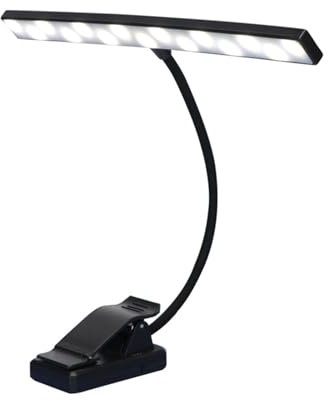Yolispa Professionelle Tragbare Notenständer Licht Superhell Notenpultleuchte 18 LED Wiederaufladbare Leseleuchte Augenpflege Anklemm-Klavierlampe 4 Farben 3 Helligkeiten Farbtemperaturen
