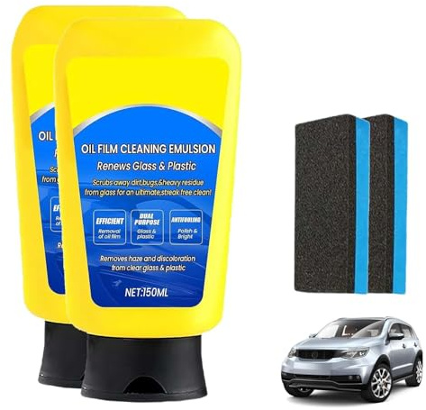 Sopami Émulsion de film d'huile nettoyant pour vitres, émulsion de nettoyage de film d'huile Sopami avec éponge, spray de revêtement de voiture, émulsion de film d'huile de Sopami, nettoyant pour