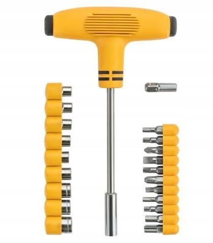 Domodomo Juego de destornilladores magnéticos con mango en T con 20 llaves de vaso ergonómicas duraderas para bricolaje y profesionales