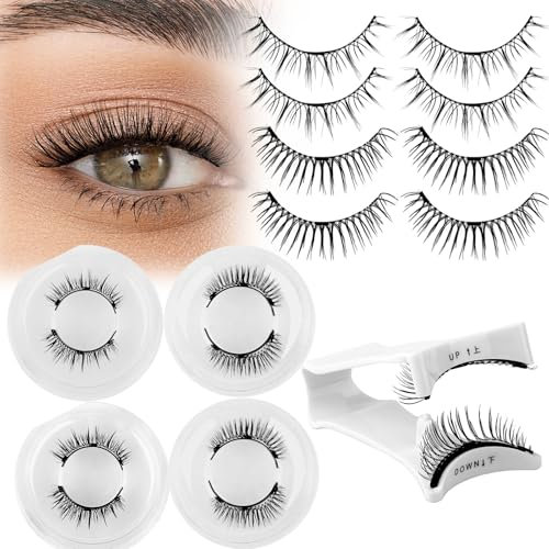 Magnetic Eyelashes, 4pair Reusable Magnetic Lashes with Applicator Natural Look No Glue Soft Eyelashes Kit Easy to Wear(style-A79)