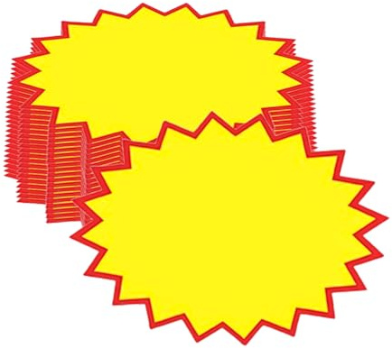 Anseom 200 Pcs Starburst Signos de Venta, 8x11cm Etiquetas de Precio de Venta Al por Menor, Fluorescente Etiquetas de Venta, Papel Descuento Venta Etiqueta para Tiendas Minoristas, Supermercados