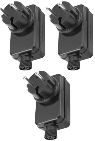 PORFOYO 3 stycken LED-nätaggregat adapter 12 V 1 A, trädgårdsbelysning LED-adapter, 12 V 1 A strömförsörjning, Ip44 vattentät EU-kontakt, för ljuslist ljuskedja