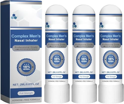 3 Pièces Inhalateur Nasal Complex Pour Homme - Stick Inhalateur Nasal Naturel, Redonne Énergie Et Vitalité, InhalateurNasal Portable Pour Un Confort Quotidien Pour La Conduite, Les Voyages D'affaires