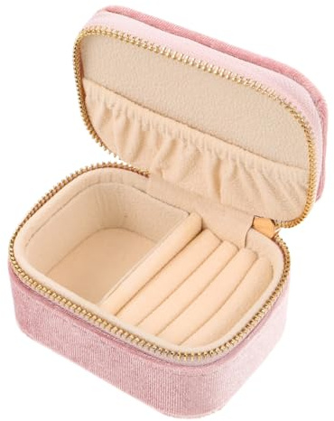 DOITOOL Portagioie da Viaggio in Velluto Compatto con Scomparti Organizer per Accessori, per Anelli e Orecchini; Custodia Portatile per Donne e Ragazze