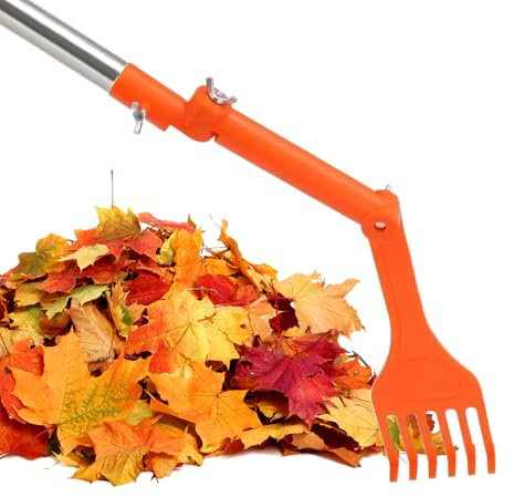 Pulitore per grondaie – Strumento estensibile a lunga portata, spazzola multiuso e rastrello per foglie | Pulitore per grondaie per tetto, terreno, giardino, cortile, prato, detriti, foglie,