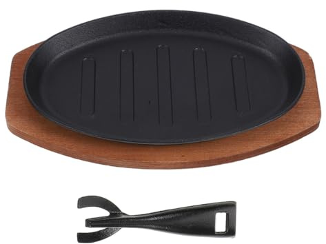 VANZACK Plaque de Cuisson Fonte avec Surface Antiadhésive Poêle Teppanyaki Japonaise pour Steak et Fajitas pour Grillades Maison et Barbecue Intérieur