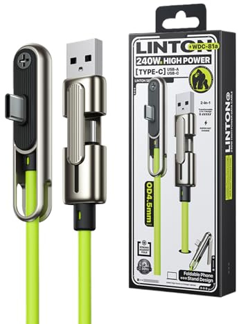 Veasbuu Chargeur Latéral pour Téléphone | Câble De Charge Rapide Pliable 240W Latéral | Support De Câble Chargeur Invisible 2 en 1 - pour Smartphones Tablettes Électronique
