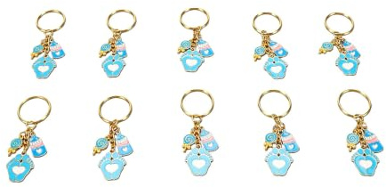 Matybobe Blue Baby Shower Keychain Favors Adorable Pacifier and Onesie Keychain Set for Gender Reveal Parties Zinc Alloy 10 Pieces