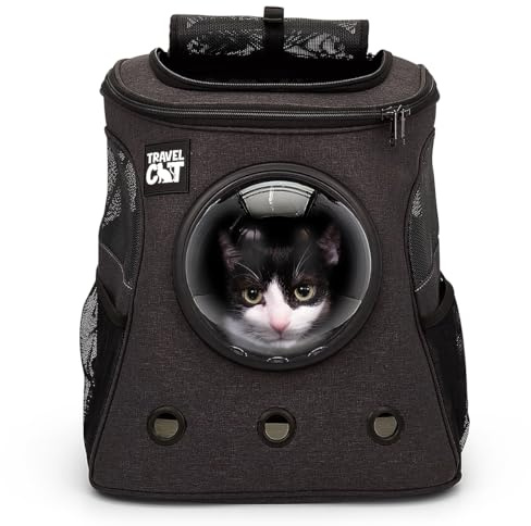 Fat Cat Backpack Carrier - Airline Approved Cat Carrier with Space Capsule Bubble for for Small Cats, Kitten - Premium Charcoal Cat Carrier Backpack for Outdoor, Travel, Hiking, Pet Supplies