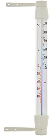TFA Dostmann 14.6007 Thermomètre de fenêtre analogique résistant aux intempéries Lecture pratique de la température extérieure en plastique Blanc