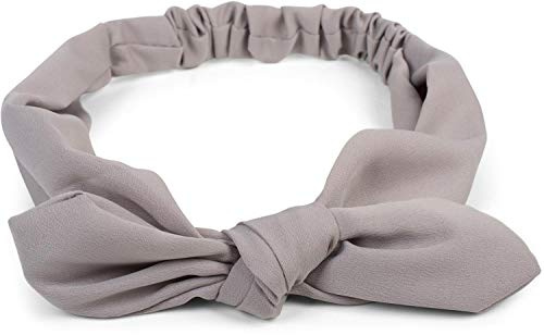 styleBREAKER Fascia per capelli da donna in tinta unita con fiocco e fascia elastica, fascia per fronte, fascia per capelli, Pinup, Rockabilly 04026035, colore:Grigio