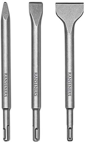 RANSENERS SDS-PLUS Meißel-Set, 3-teilig - Spatmeißel, Spitzmeißel, Flachmeißel, 25cm, universell einsetzbar, Aus supergehärtetem Stahl