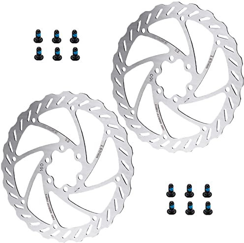 Monsully 2 Pieces Stainless Steel Bicycle Brake Disc, 160 mm Bicycle Disc Brake Rotor Bicycle Disc Brake Rotor Bike Disc Brake Rotors for Road Bike, Mountain Bike