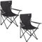Trail Black Camping Chair Lightweight Folding Cup Holder Carry Bag 100kg Capacity (2 x Chairs)