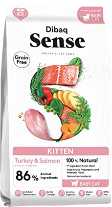 Dibaq Sense Cat Kitten: pienso de Pavo y salmón para Gatos, 100% Natural y sin Cereales. Especial para Cachorros. 6 kg