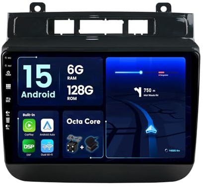 BXLIYER - [8-Core, 6G+128G] - Android 15 IPS Autoradio pour VW Touareg FL NF (2011-2017) - sans Fil Carplay + Android Auto - LED Caméra + MIC - 2 Din 9 Pouce -DSP Dab Volant WLAN 360-Caméra Fast-Boot
