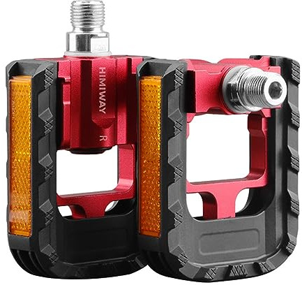 Himiway Folding Bike Pedals with Reflective Strips, Aluminum Alloy Bicycle Foldable Pedals, 9/16 inch Non-Slip Wide Platform Cycling Pedals for Folding Bike, BMX Bike, MTB Bike, Road Bike