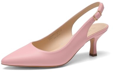 DREAM PAIRS Women's Kitten Slingback Heels Pumps,Pink-Pu,11