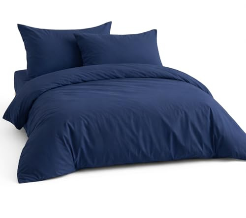 LivinEase Funda Nordica Cama 90 - Microfibra Juego de Funda de Edredon 135x200 cm y 1 Funda de Almohada 80x80 cm - Juego de Funda nórdica Marino