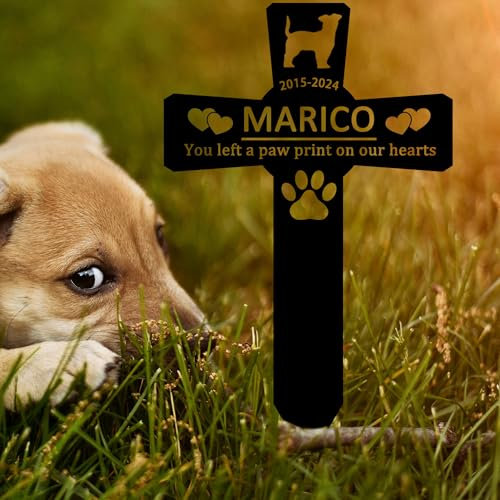 Pieu de Marqueur Funéraire Commémoratif Personnalisé pour Chien, Pieu de Croix de Jardin Commémoratif de Race de Chien Personnalisé, Pieu de Nom d'Animal de Compagnie Personnalisé