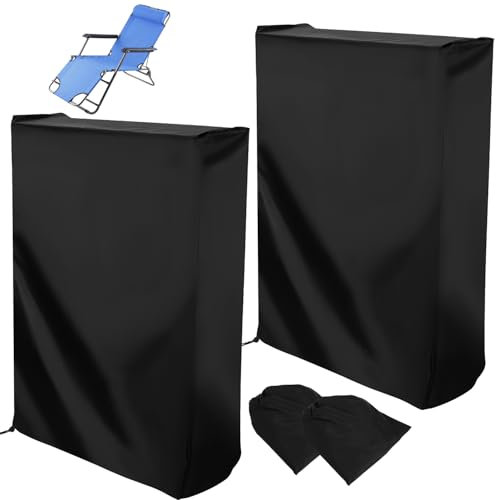 Bixury Gartenstuhl Abdeckung Schutzhülle Gartenmöbel, 2 Stück Abdeckung Gartenstühle Oxford Abdeckhaube Winddicht Staubdicht, Anti-UV Abdeckungen für Gartenmöbel mit Aufbewahrungstasche (Schwarz)