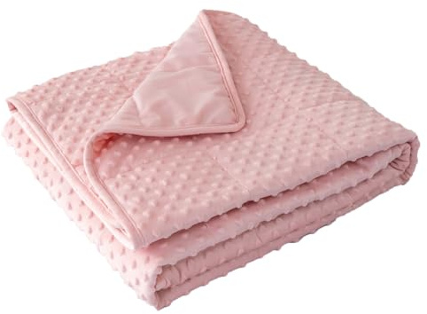 MENHIRY Manta pesada con edredón Minky para todas las estaciones, manta reversible suave y pesada para adultos rosa (5 libras, 36 x 48 pulgadas)