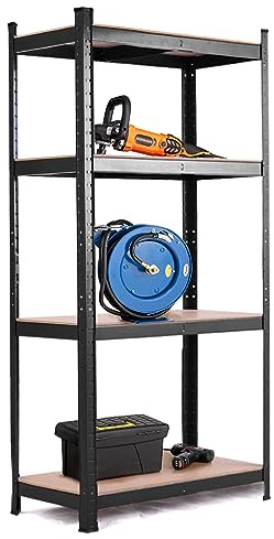 GYMAX Scaffale in Metallo per Garage, Magazzino, Carichi Pesanti (Nero,80 x 40 x 160 cm)