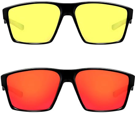 Solmoon Occhiali Luce Blu Donna e Uomo Set 2 Giallo e Rosso Occhiali Luce Blu Uomo Per Computer Anti Luce Blu Donna Blue Light Glasses Monitor Schermo Anti Luce