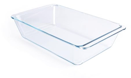 Tiefe Klarglas-Backform, rechteckige Backform aus gehärtetem Glas, die größte Auflaufform. -5,4 Liter