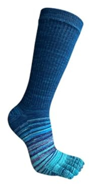 Calzini A Cinque Dita 3 Paia Di Calzini Sportivi Da Uomo A Compressione Calzini Lunghi In Cotone A Righe Colorate Fitness Da Trekking All'aria Aperta Sotto Il Ginocchio Calzini A 5 Dita(Dark blue)