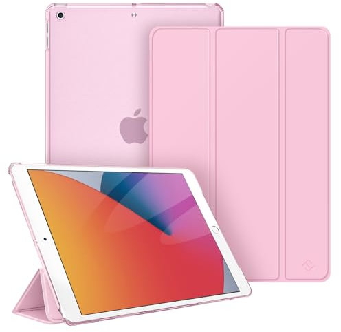 Fintie Hülle für iPad 10.2 Zoll (9. / 8. / 7. Generation, Modell 2021/2020/ 2019) - Ultradünn Schutzhülle mit transparenter Rückseite Abdeckung Cover mit Auto Schlaf/Wach, Rosa